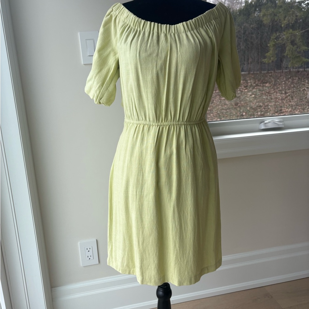 Light Green GUESS Off-Shoulder Short Sleeve Dress